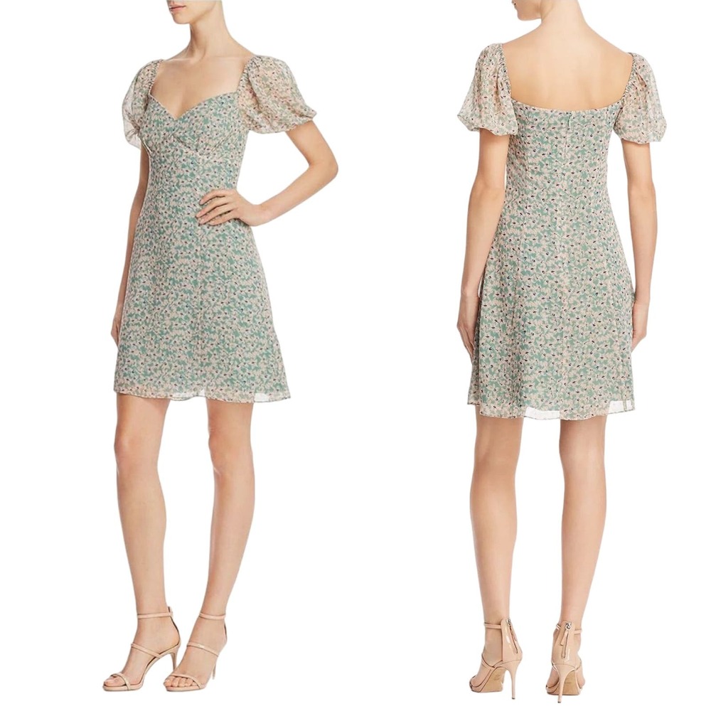 Fame and Partners by Anthropologie Floral Pouf Fit and Flare Cocktail Dress Sz 4